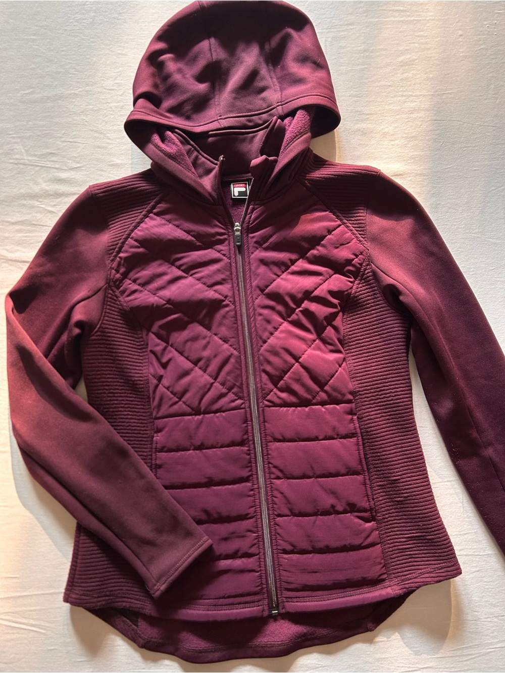 Fila Sport Quilted Hooded Jacket in Dark Purple/Eggplant Size Medium - Picture 9 of 9